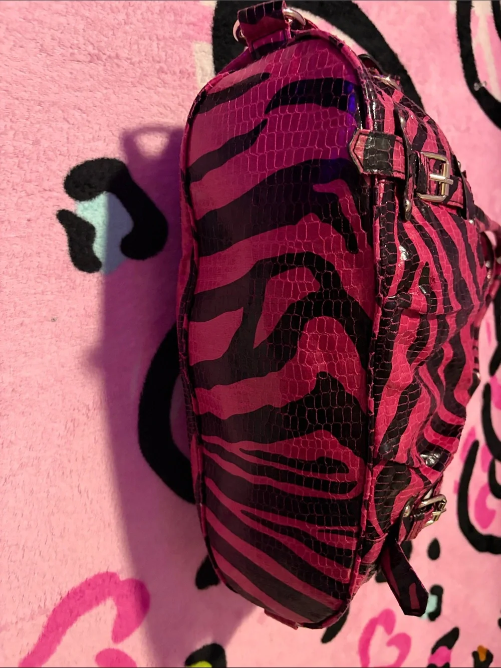 Pink and Black Zebra Print Shoulder Bag